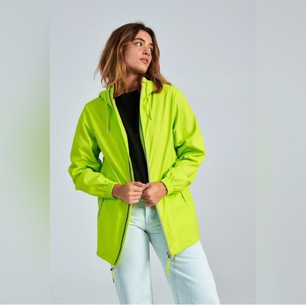 Rains Storm Breaker brand neon yellow rain jacket unisex NEW